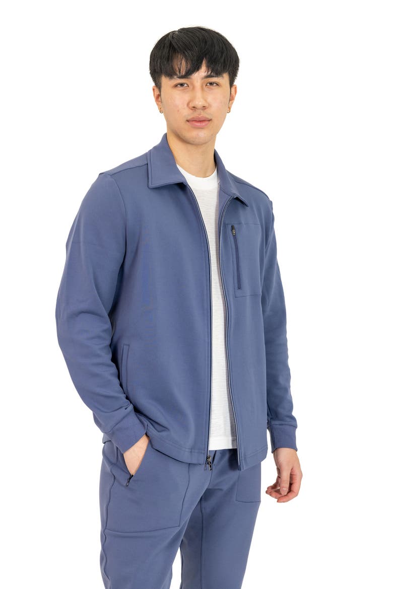 Stretch Cotton Blend Jacket, Alternate, color, BLUE