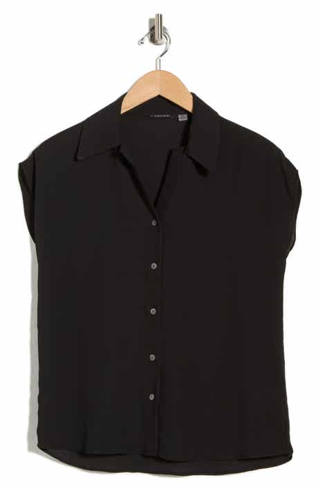 T Tahari Cap Sleeve Button-Up Shirt