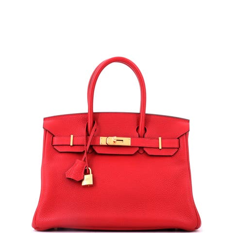 Birkin Handbag Red Clemence with Gold Hardware 30