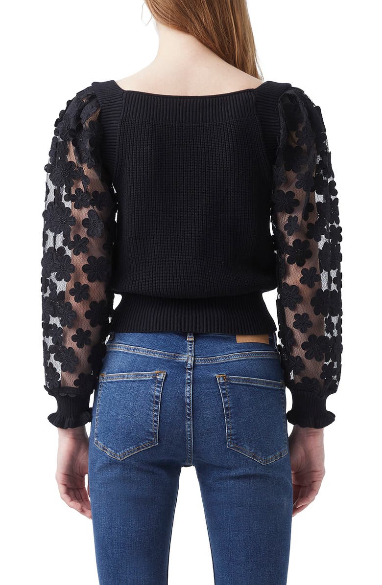 French Connection Juri Mozard Caballo Lace Sleeve Cotton Sweater, Alternate, color, 