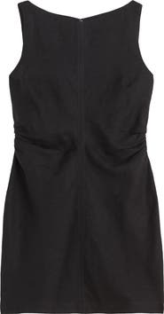 Madewell Boat Neck Shirred Linen Minidress