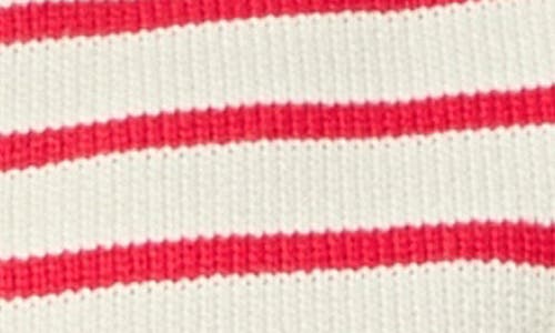 English Factory Stripe Cotton Cardigan In Off White/red