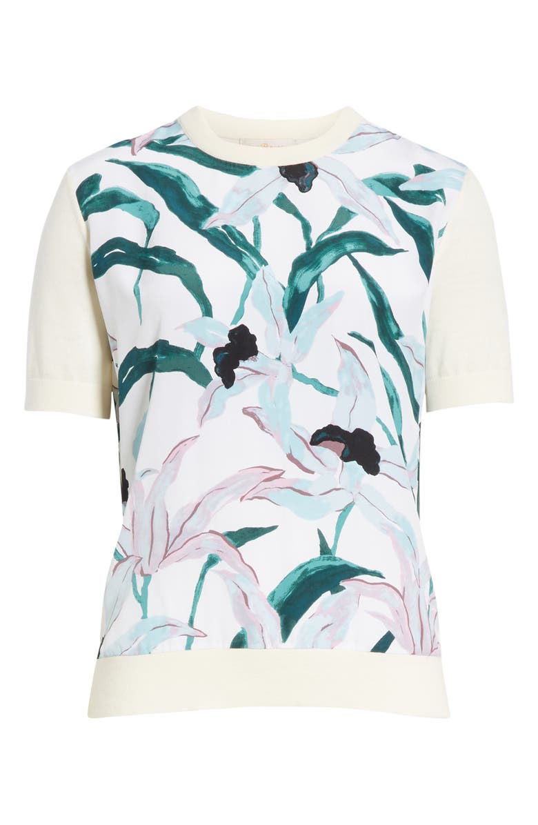 Tory Burch Silk Front Sweater, Alternate, color, 