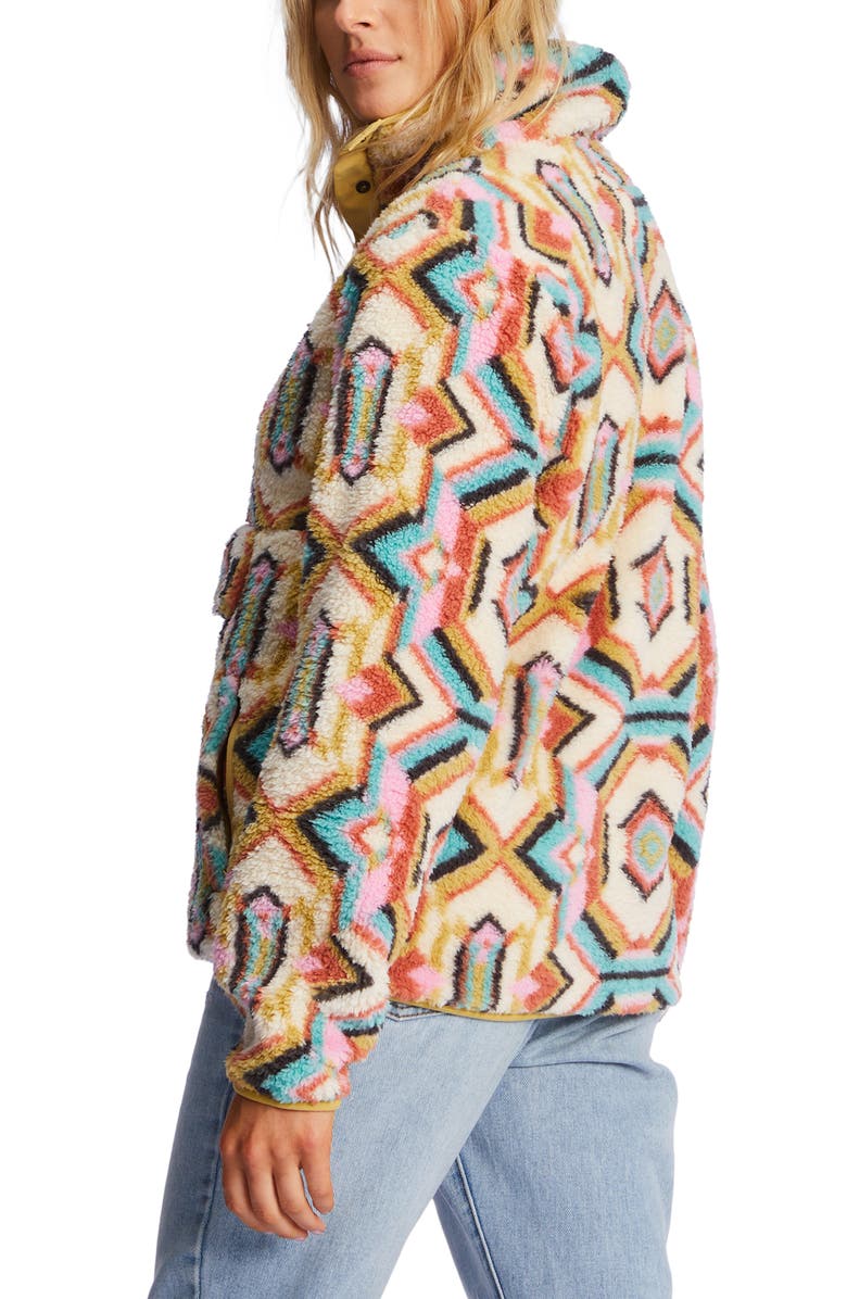 Billabong Switchback Faux Fur Pullover, Alternate, color, Olive It