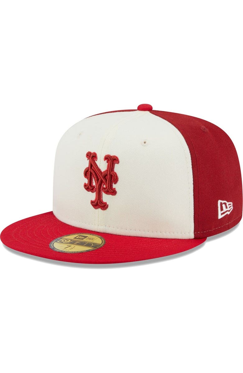 New Era Men's New Era Cream/Red New York Mets  Chrome Anniversary 59FIFTY Fitted Hat, Alternate, color, 