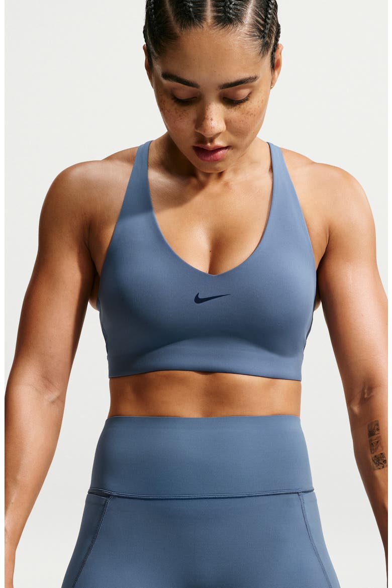 Universa Dri-FIT Padded Sports Bra, Alternate, color, NEW SLATE/ MIDNIGHT NAVY
