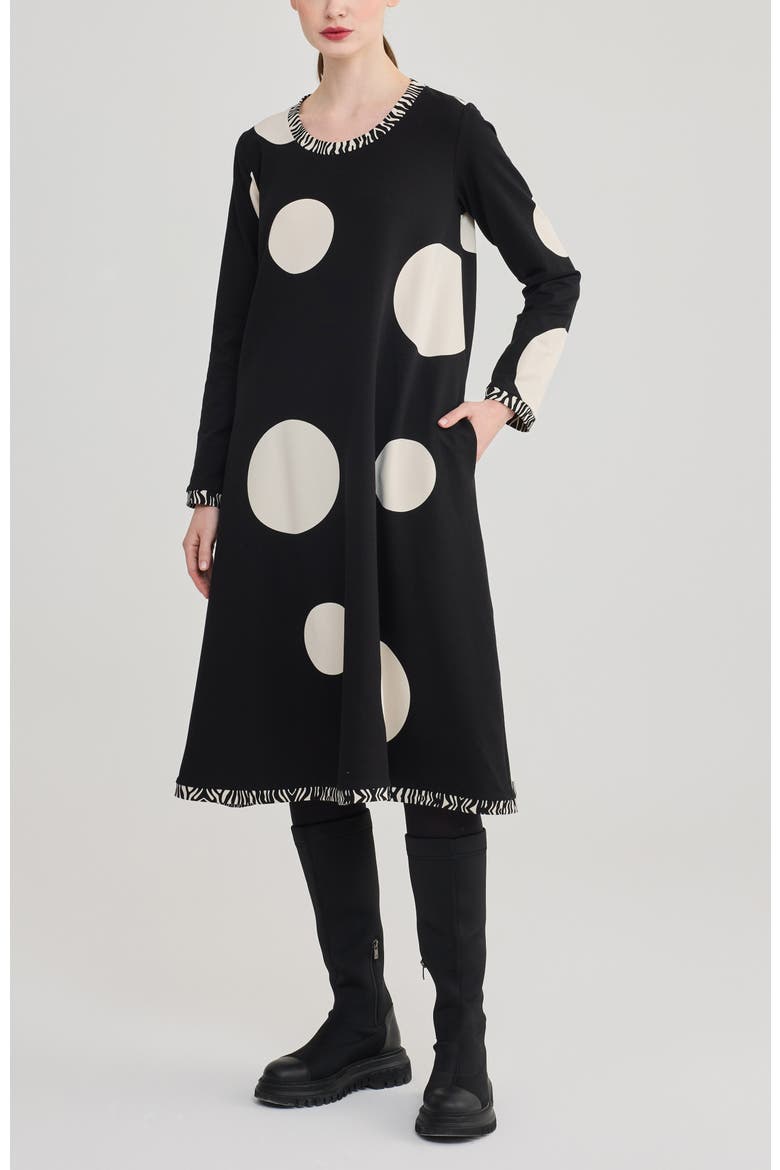 Tuva Long Printed Cotton Jersey Cardigan, Main, color, Polka Dots