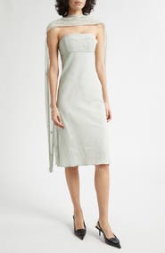 POSSE Strapless Silk & Tulle Scarf Dress