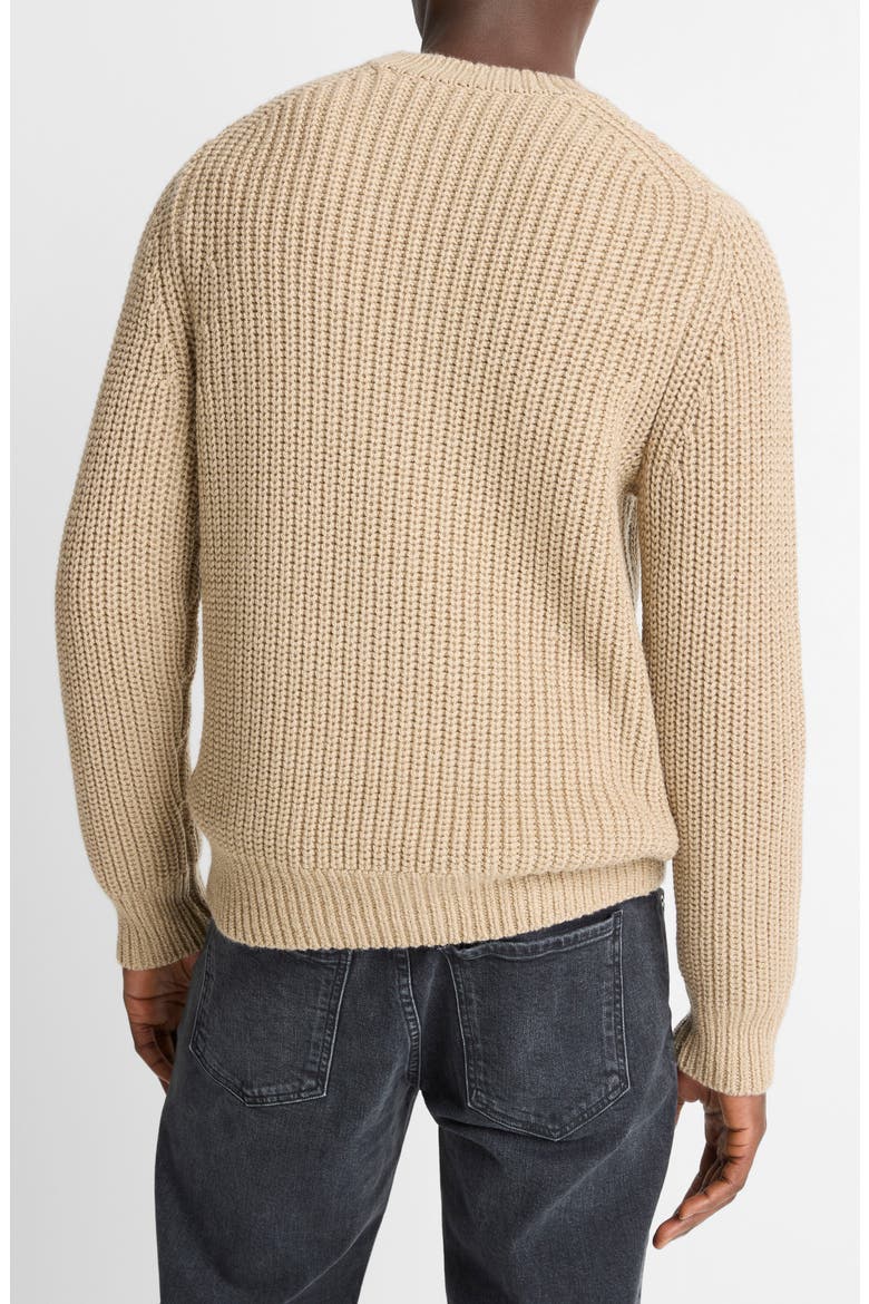 Shaker Stitch Merino Wool Crewneck Sweater, Alternate, color, RIVER SAND