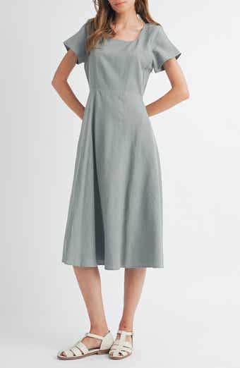 WISHLIST Flare Square Neck Midi Dress