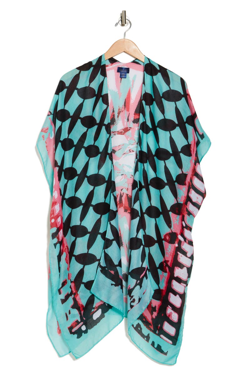 RACHEL Rachel Roy Print Ruana, Alternate, color, Green