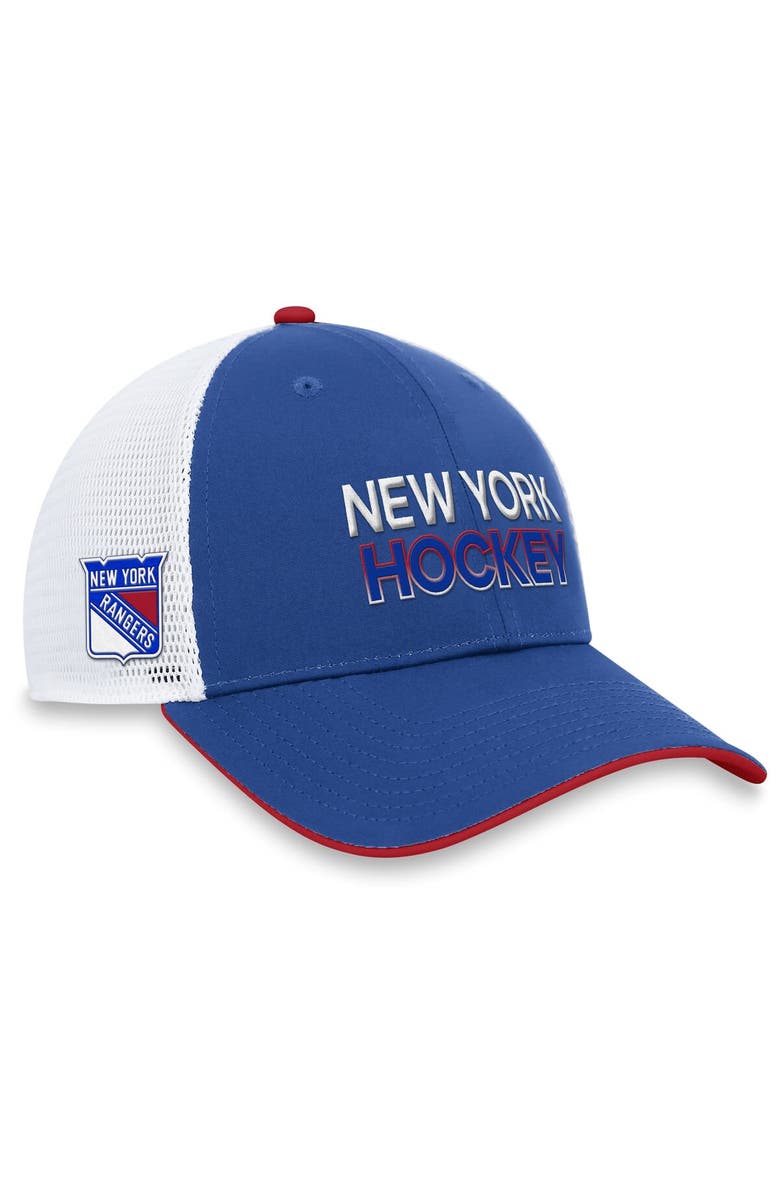 FANATICS Men's Fanatics Branded Blue New York Rangers Authentic Pro Rink Trucker Adjustable Hat, Main, color, Blue