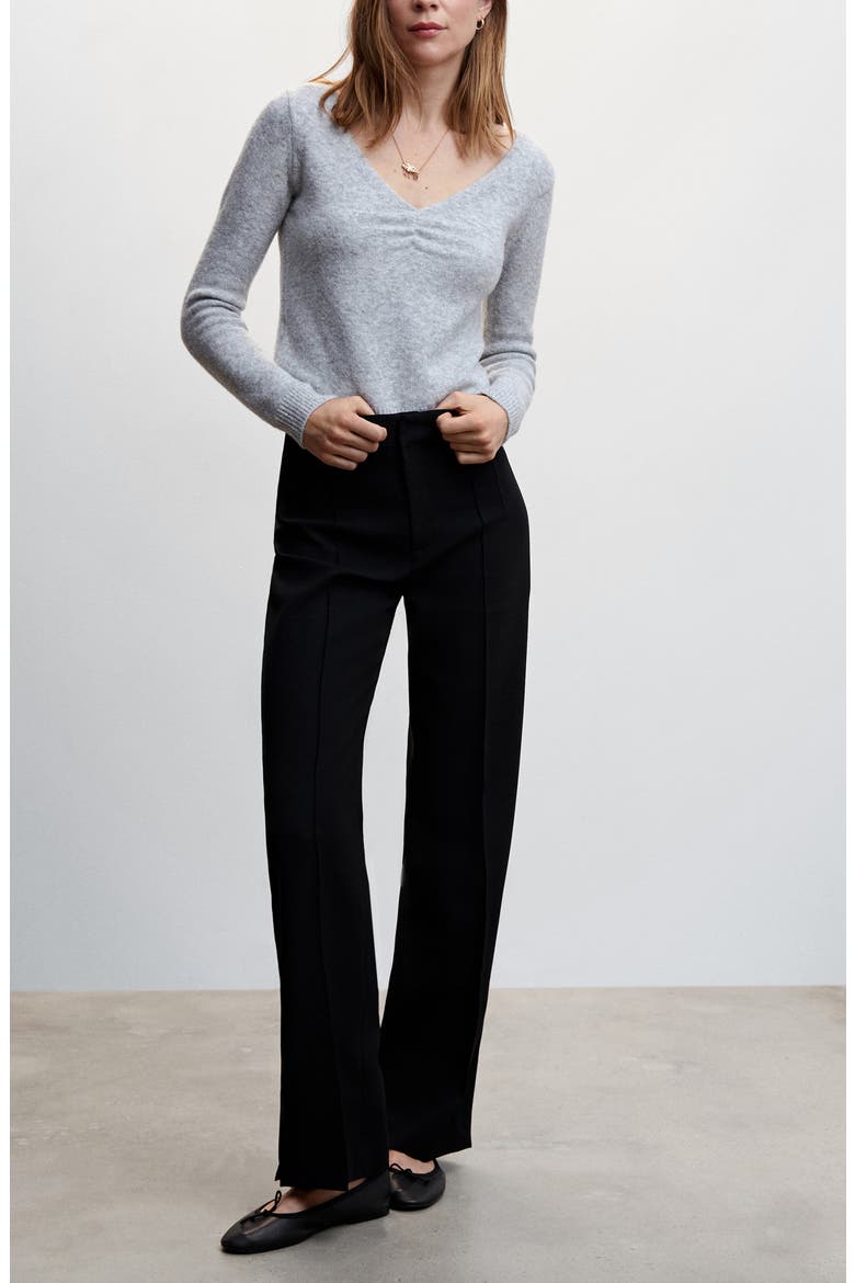 Slit Hem Straight Leg Pants, Alternate, color, BLACK