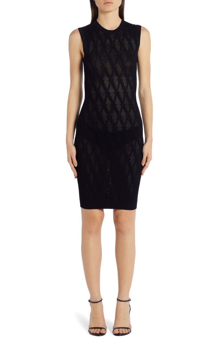 Versace V-Knit Body-Con Sweater Dress, Main, color, 
