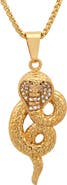 STEELTIME Men's 18K Gold Simulated Diamond Snake Pendant Necklace