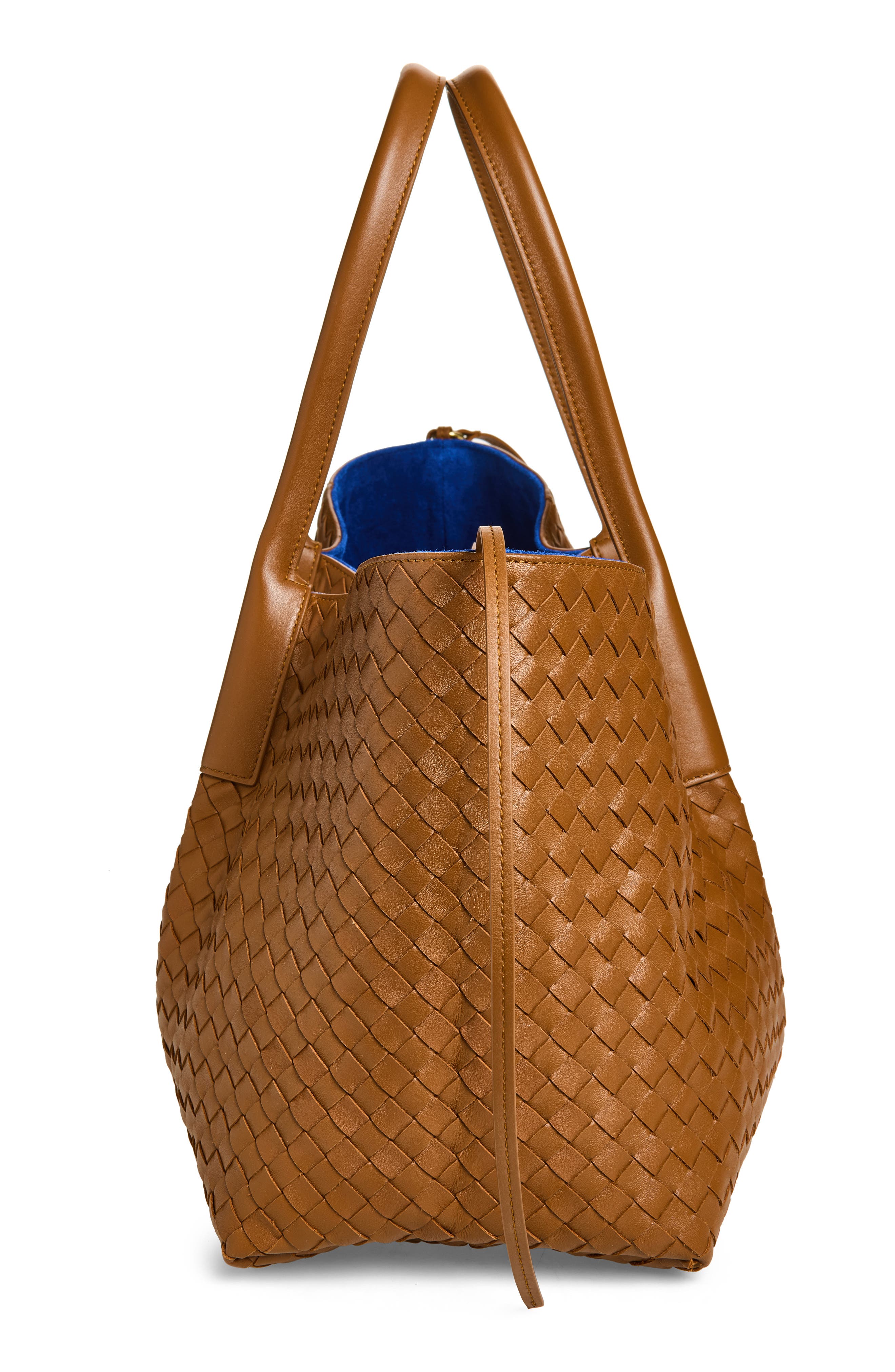 Bottega Veneta Leather & Suede Reversible Tote, Alternate, color, 2591 Amber/ Blue Royal-M B