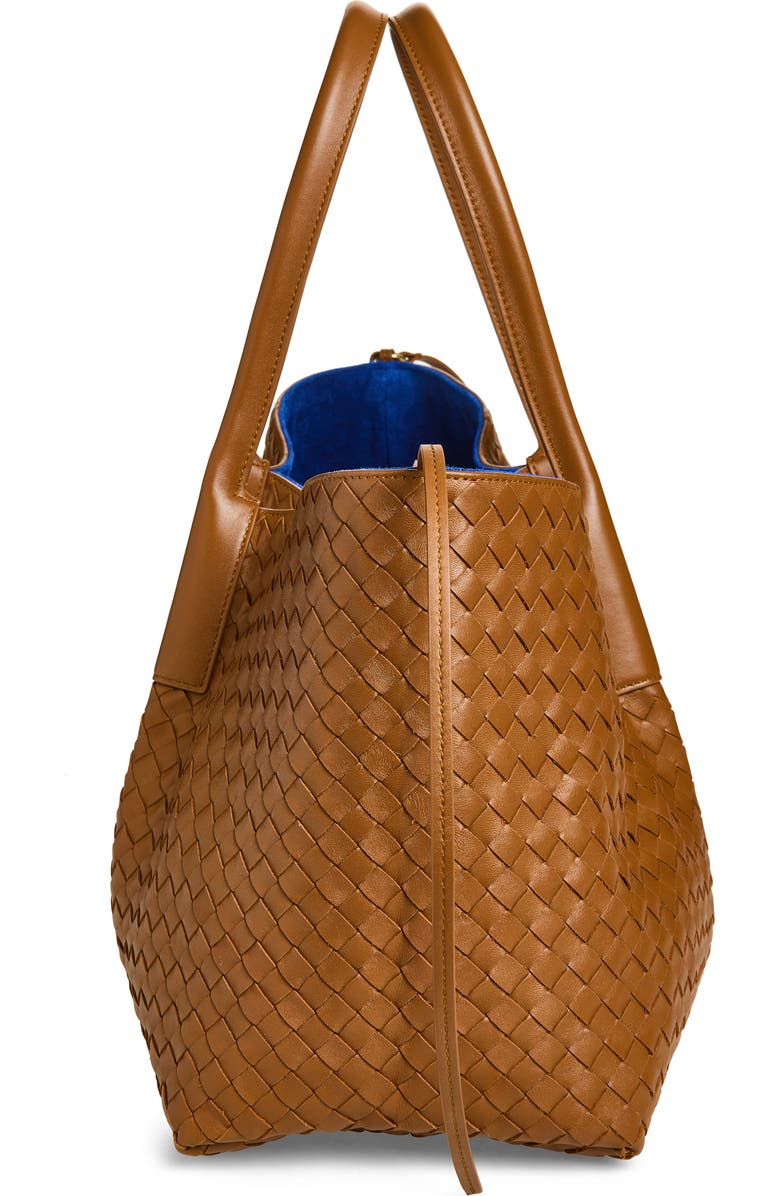 Bottega Veneta Leather & Suede Reversible Tote, Alternate, color, 2591 Amber/ Blue Royal-M B