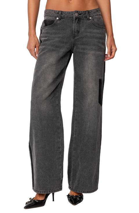 Deconstructed Low Rise Wide Leg Jeans