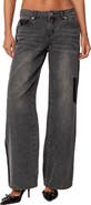 EDIKTED Deconstructed Low Rise Wide Leg Jeans