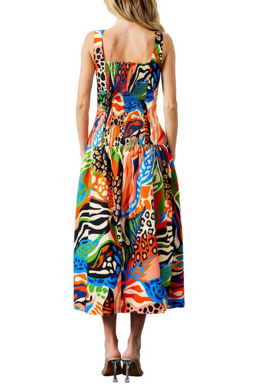 Ciebon Chara Abstract Print Cotton Dress In Multi