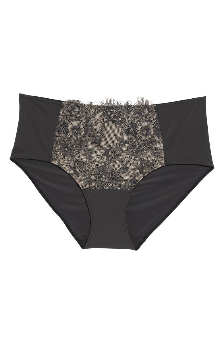 Skarlett Blue Entice Lace Trim Briefs, Alternate, color, Black / Nylon