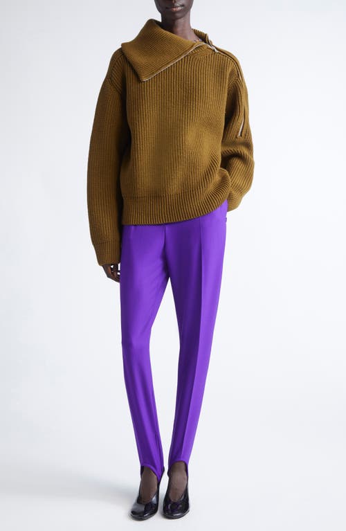 Dries Van Noten Talim Wool Half Zip Turtleneck Sweater In Brown