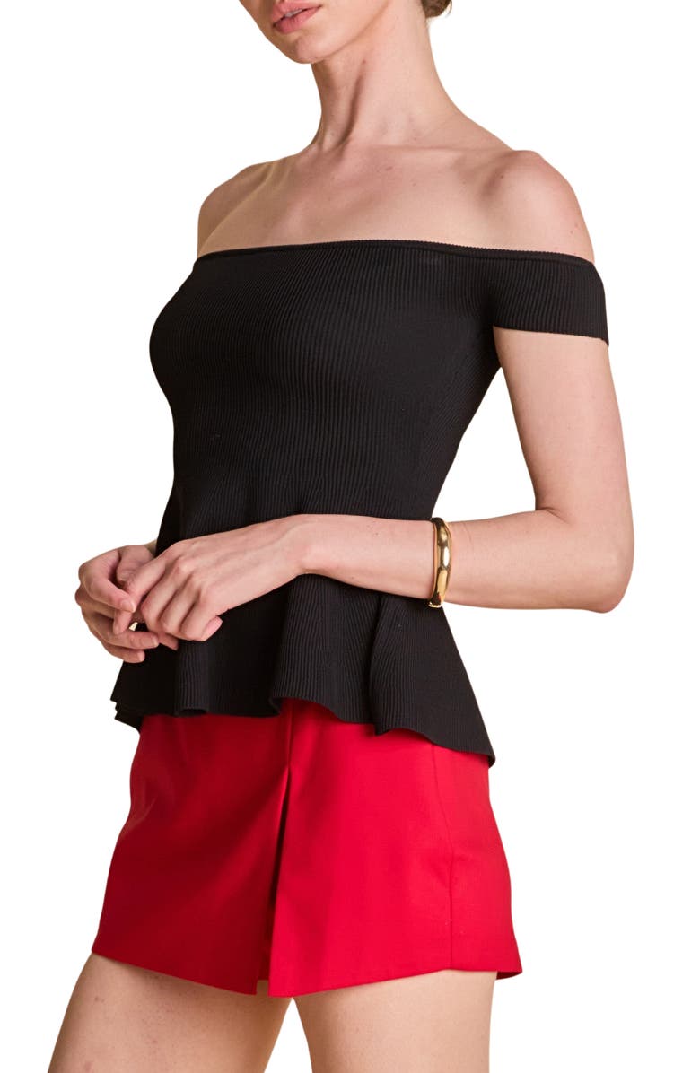 Endless Rose Off the Shoulder Knit Peplum Top, Alternate, color, Black