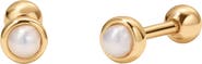 MADE BY MARY Bezel-Set Pearl Stud Earrings