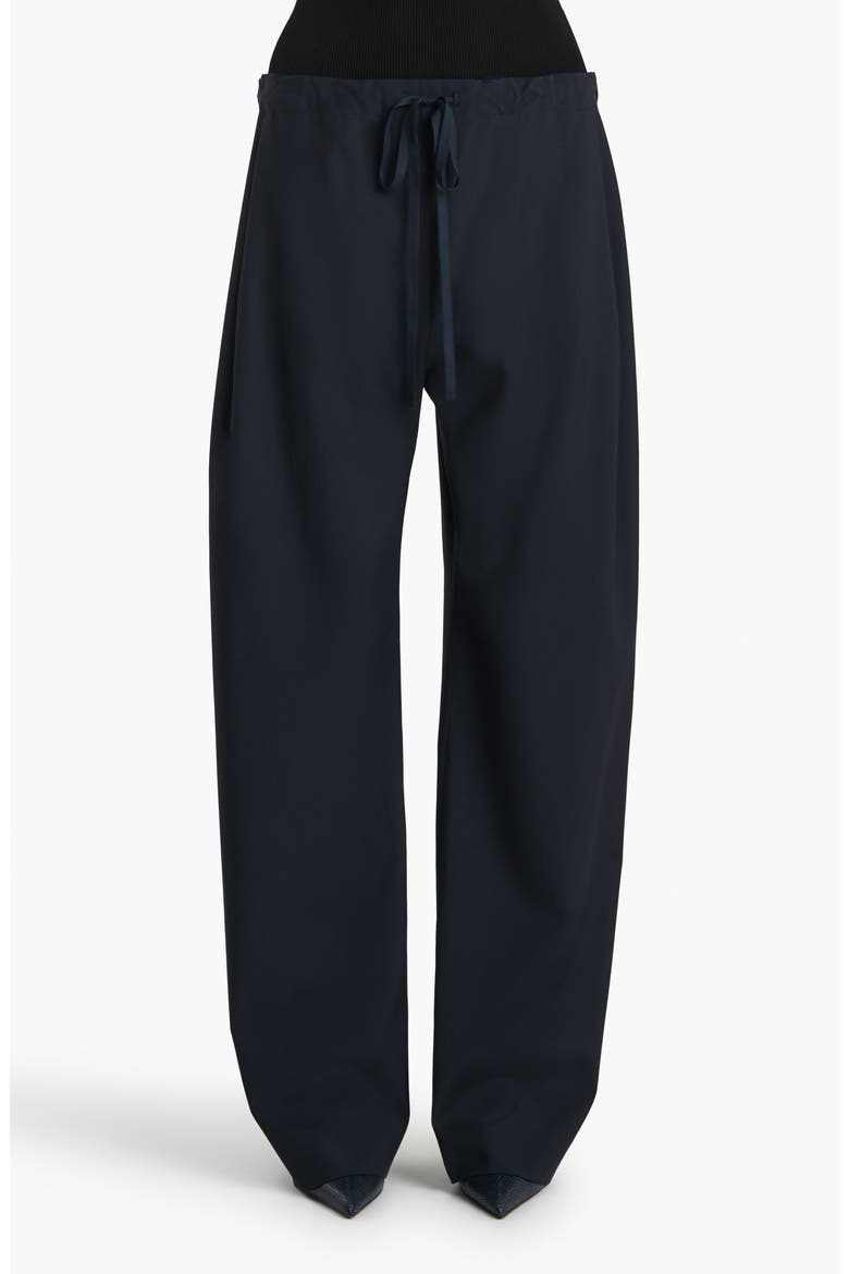 Rohen Tropical Virgin Wool Barrel Leg Drawstring Pants, Main, color, DARK NAVY