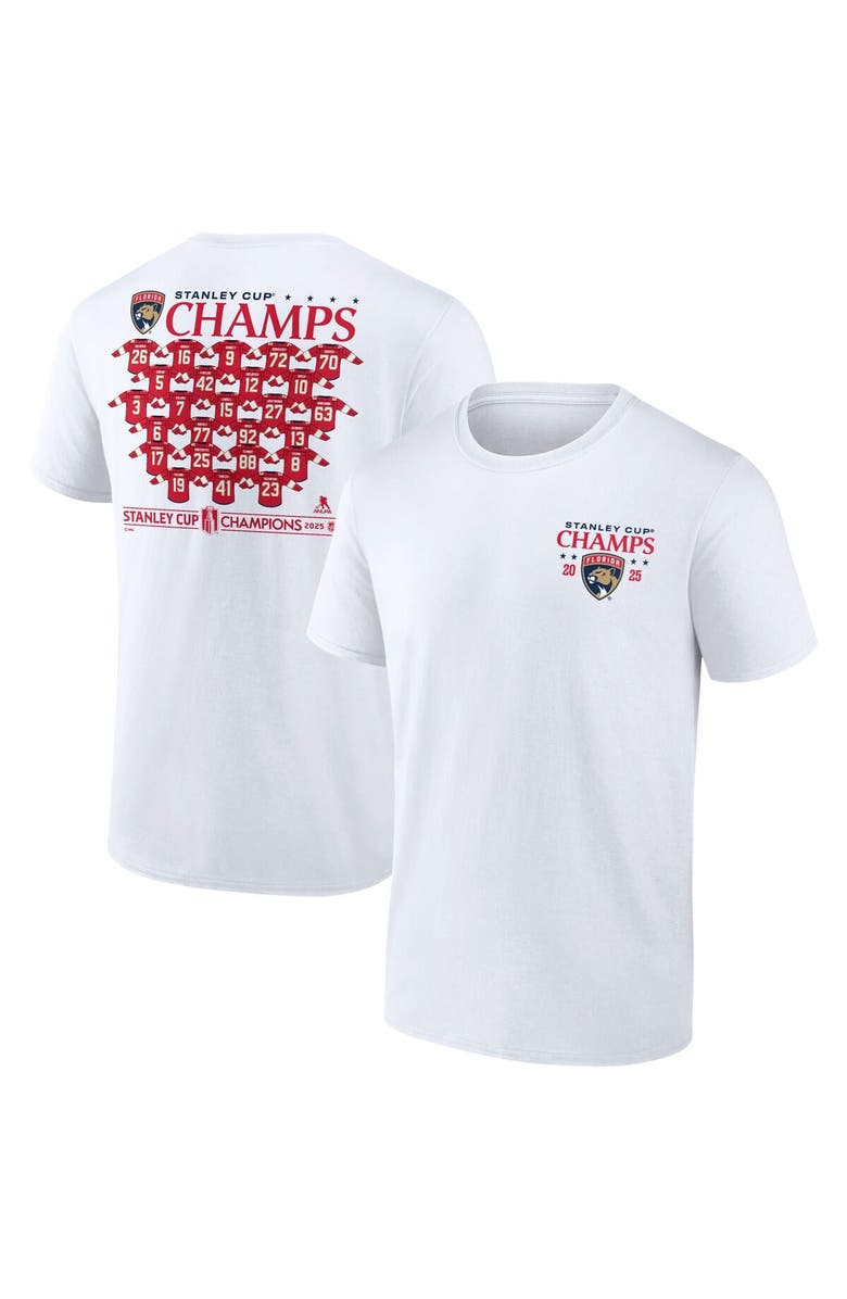 FANATICS Men's Fanatics White Florida Panthers 2025 Stanley Cup Champions Jersey Roster T-Shirt, Alternate, color, White