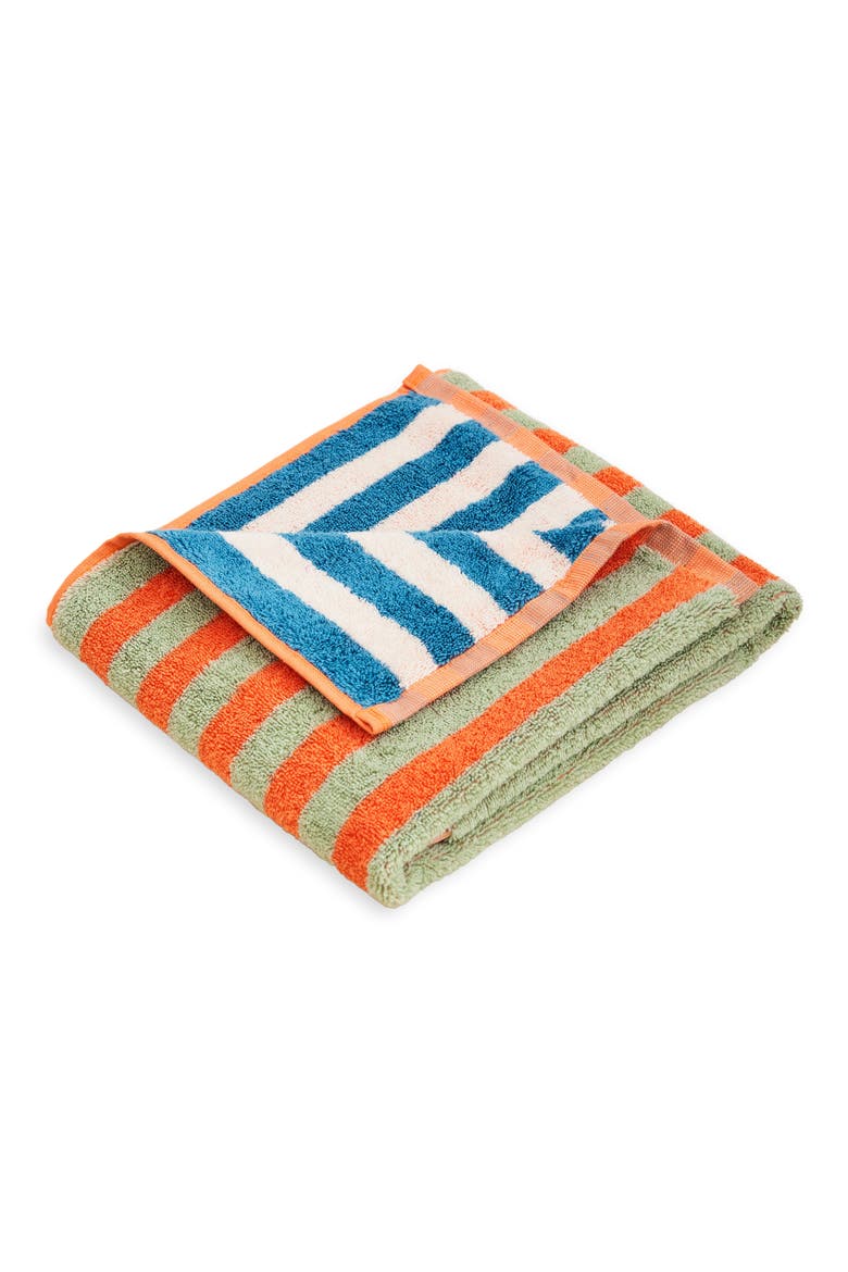 Sunset Stripe Cotton Terry Hand Towel, Main, color, SUNSET STRIPE