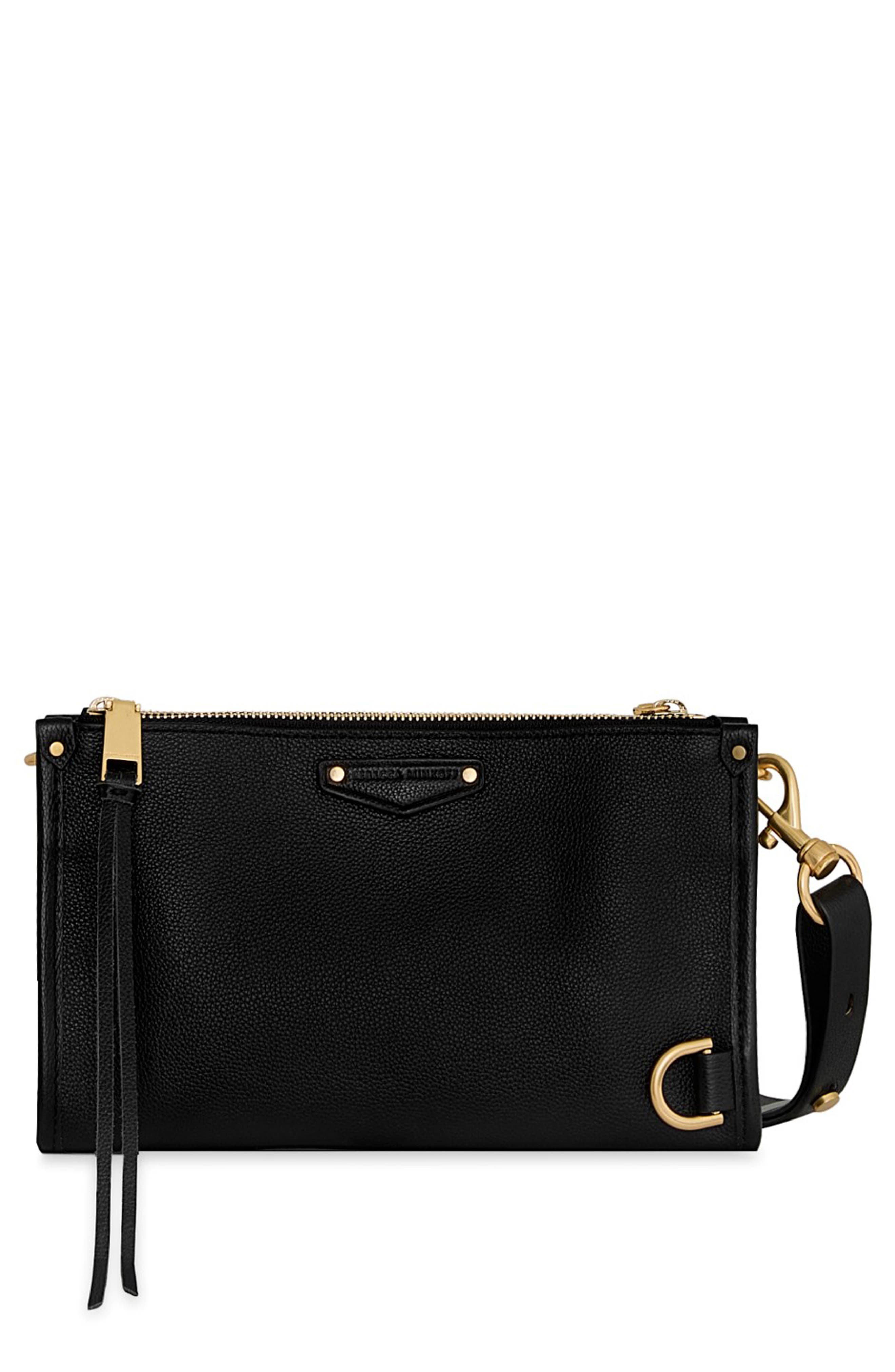 Rebecca Minkoff Small Mab Leather Crossbody Bag, Main, color, Black