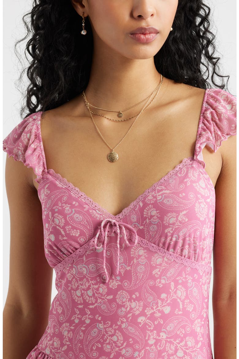 Paisley Flutter Sleeve Asymmetric Ruffle Dress, Alternate, color, PINK ELISABETH PAISLEY