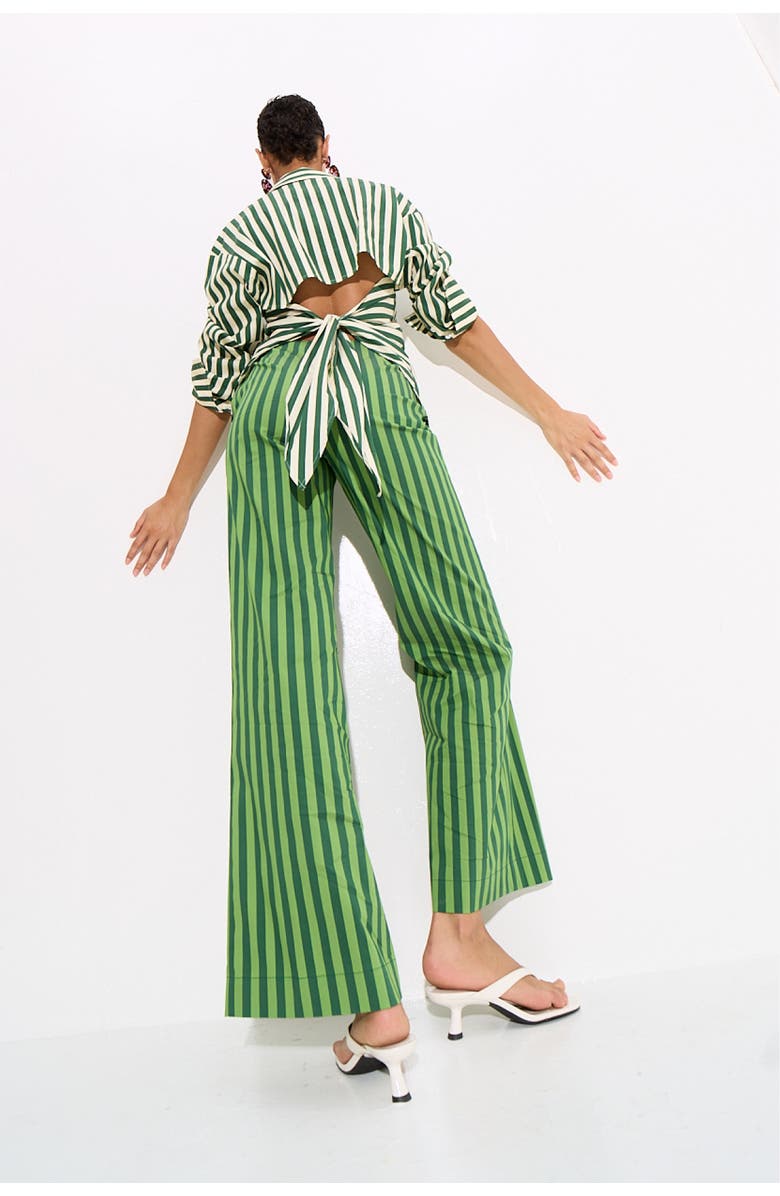 SIMONMILLER Loch Striped Poplin Button Up, Alternate, color, Gummy Green/Ecru Stripe