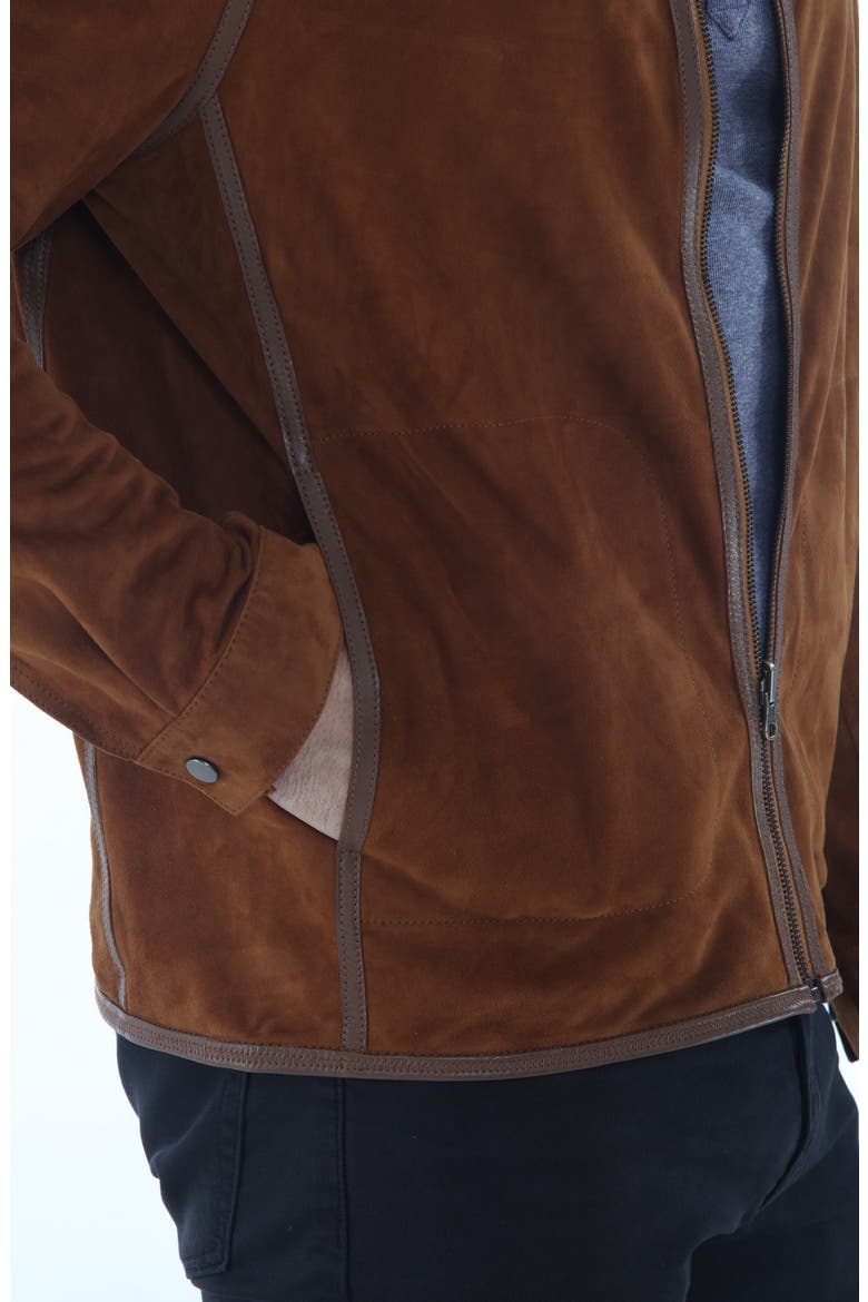Reversible Lambskin Leather Jacket, Alternate, color, SADDLE