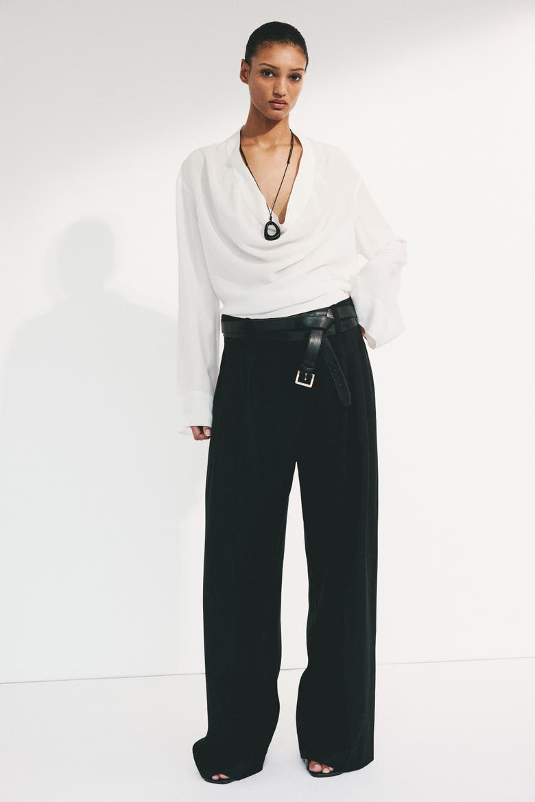 Cowl-neck Blouse, Alternate, color, White