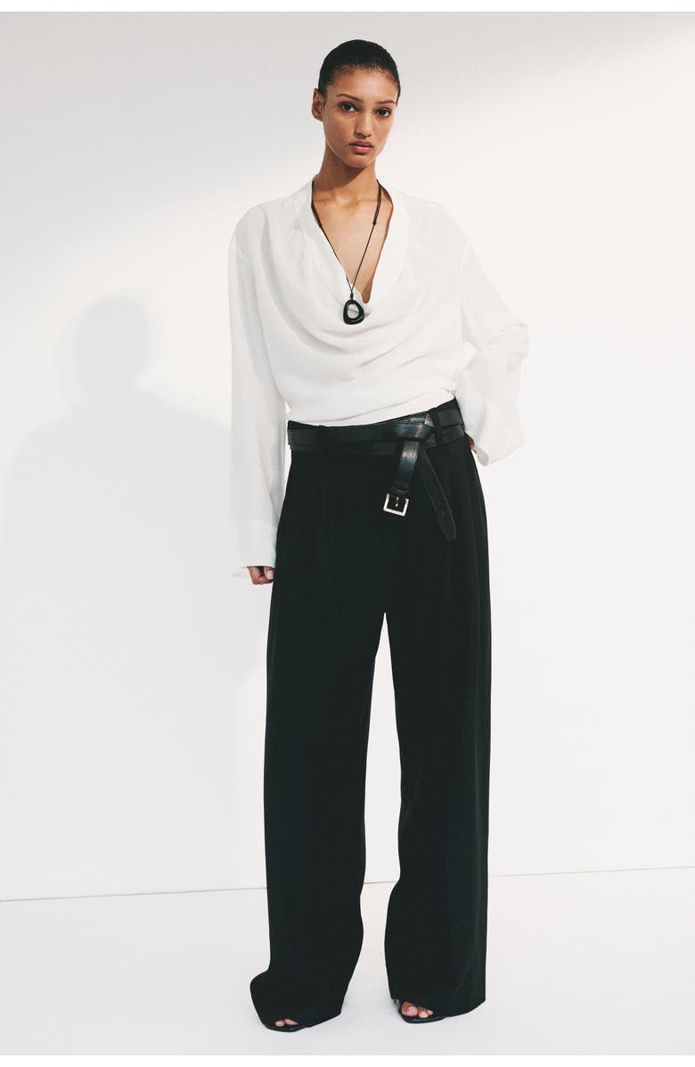 H&M Cowl-neck Blouse, Alternate, color, White