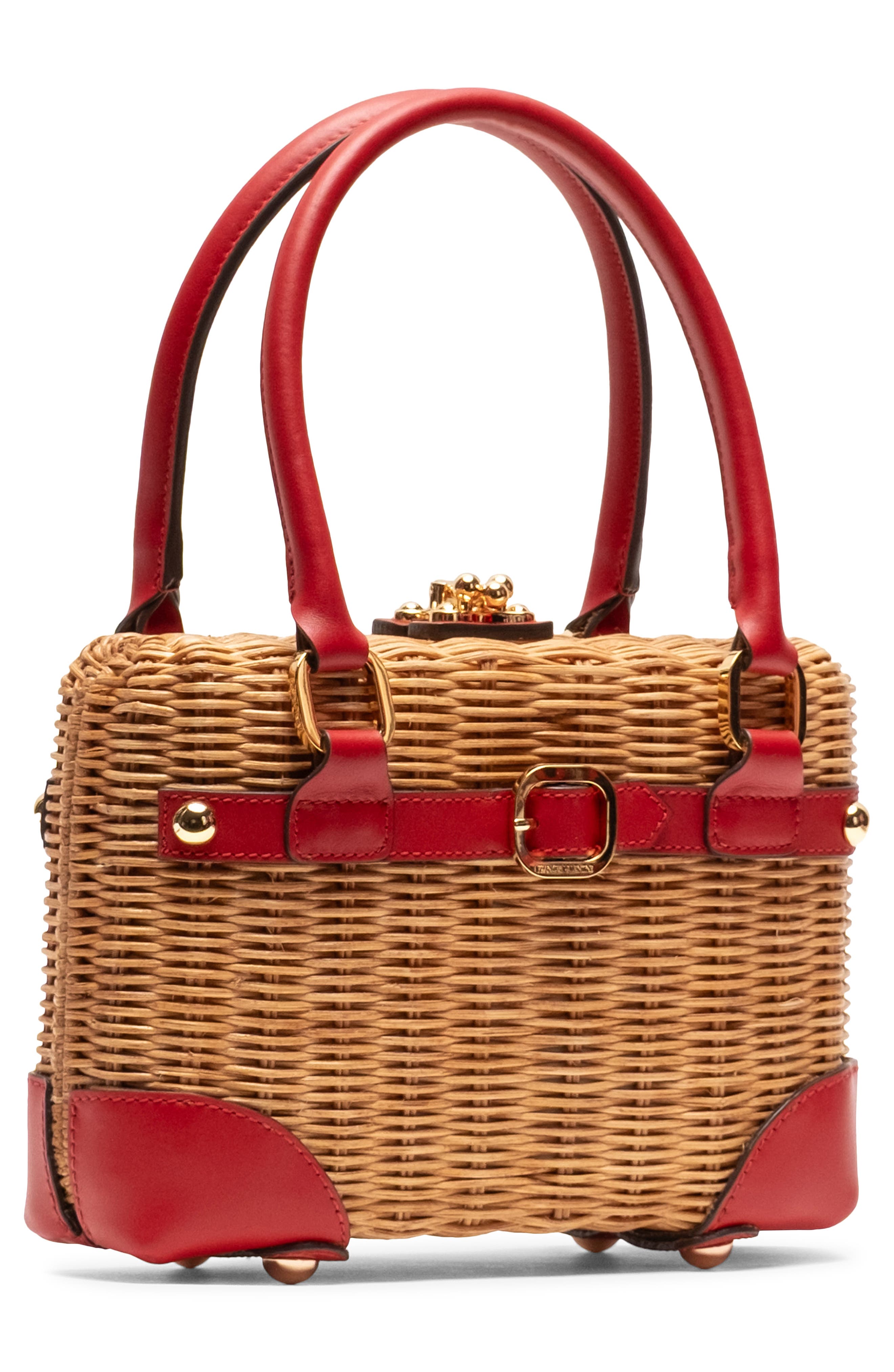 Lady Basket Wicker Handheld Bag, Alternate, color, RED