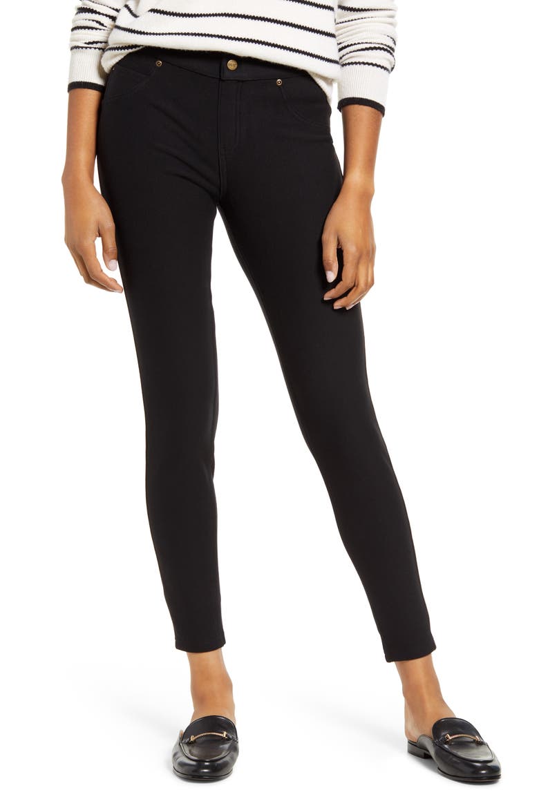 Fleece Lined Denim Leggings, Main, color, BLACK
