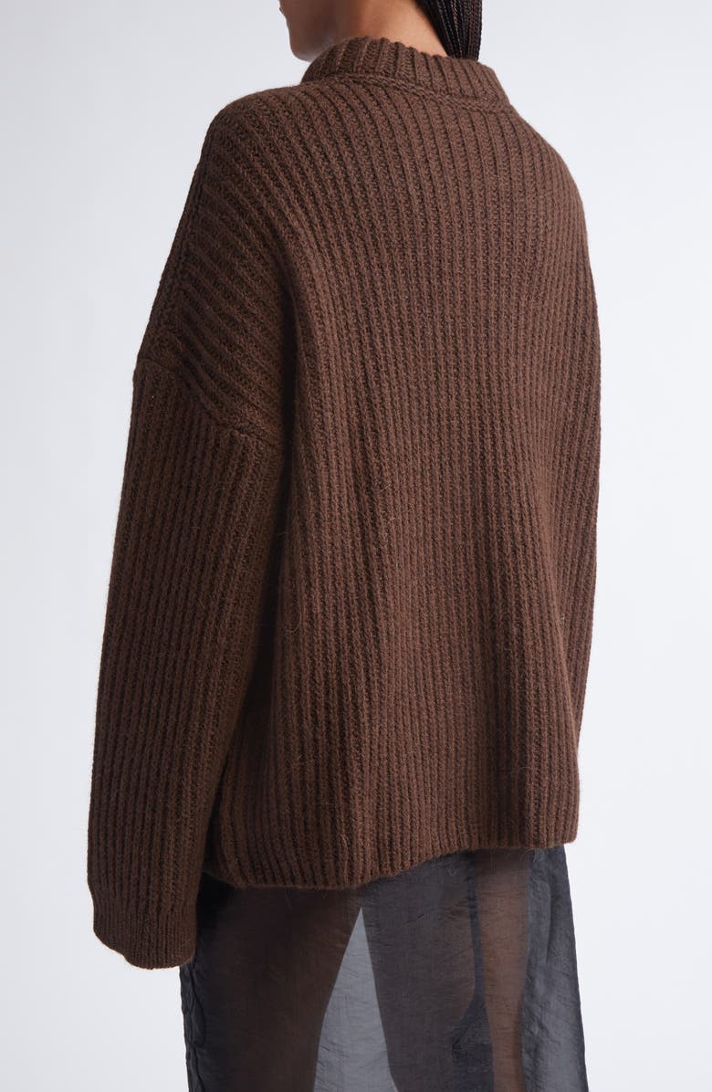 Cecilie Bahnsen Belinda Mixed Stitch Wool & Alpaca Sweater, Alternate, color, Brown
