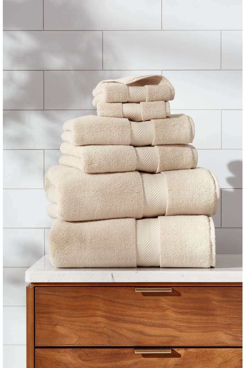 Set of Two Organic Hydrocotton Hand Towels, Alternate, color, BEIGE OATMEAL