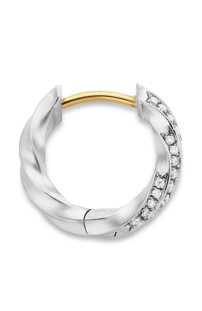 David Yurman Cable Edge<sup>™</sup> Huggie Hoop Earrings in Recycled Sterling Silver with Pavé Diamonds, Alternate, color, Sterling Silver Recycled