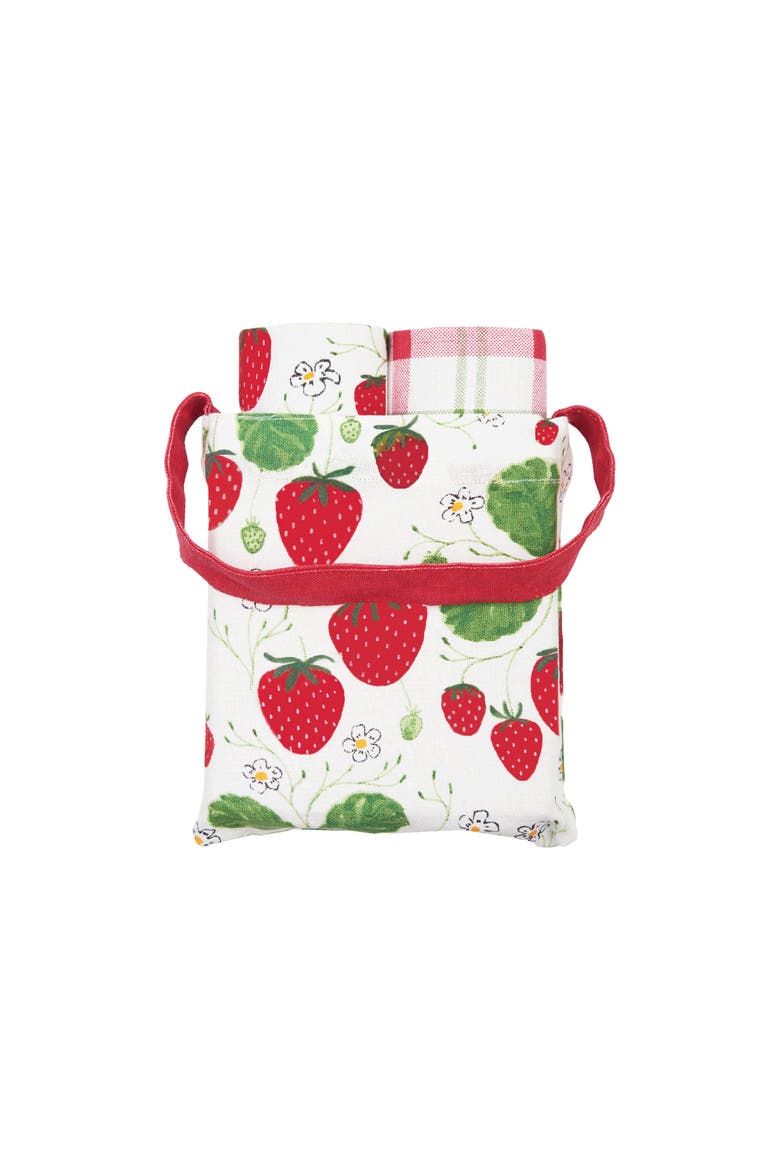 Strawberry Patch Towel Gift Bag Set of 3, Main, color, Red