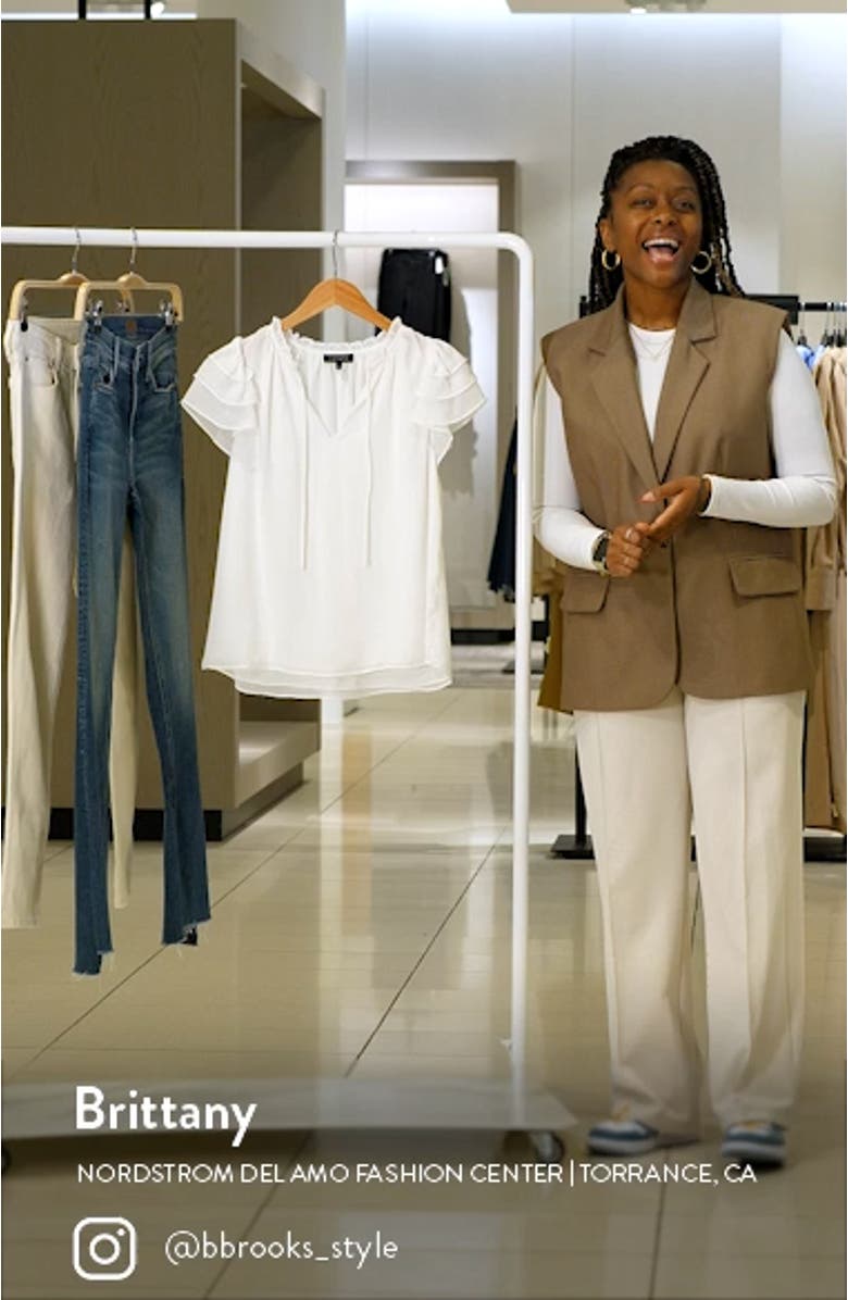 Flutter Sleeve Split Neck Chiffon Blouse, sales video thumbnail