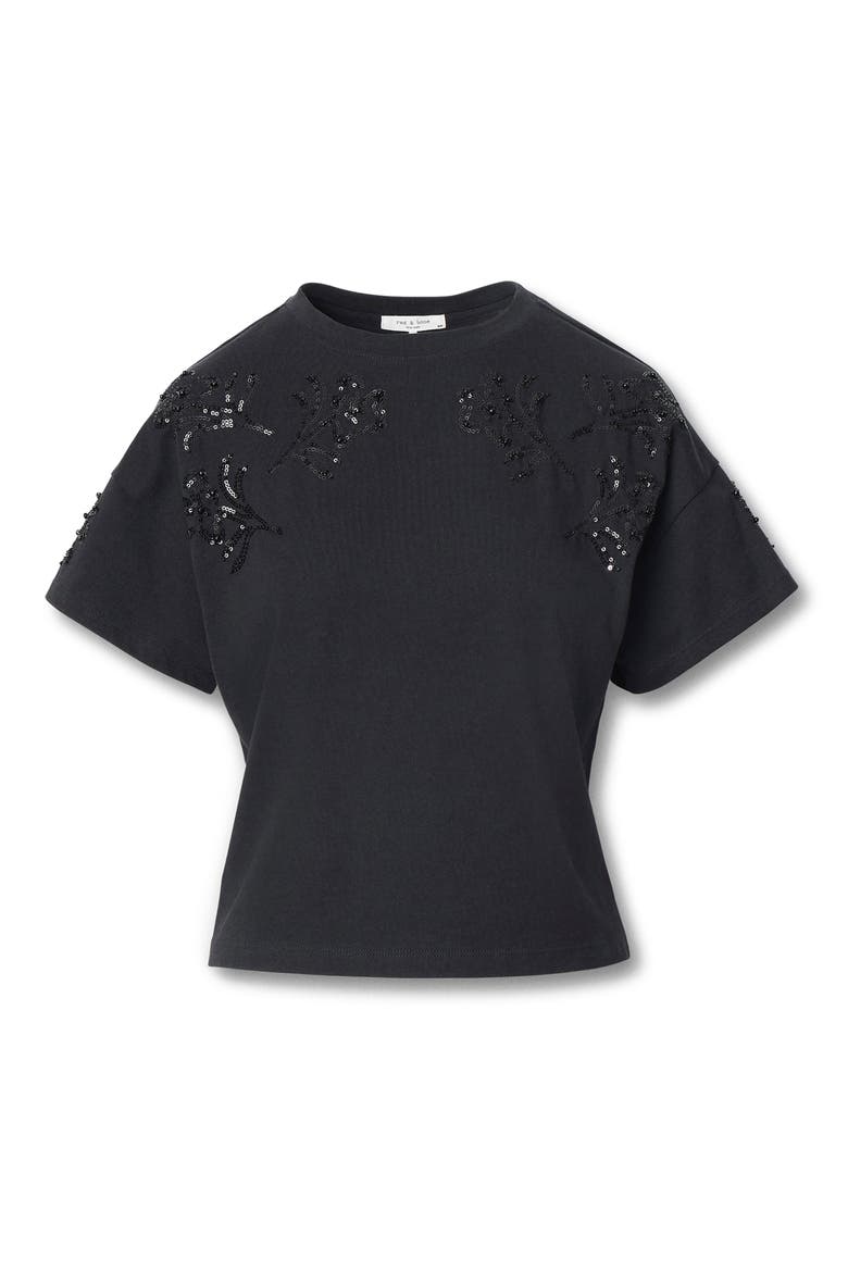 Kelly Beaded Floral Boxy T-Shirt, Alternate, color, BLACK