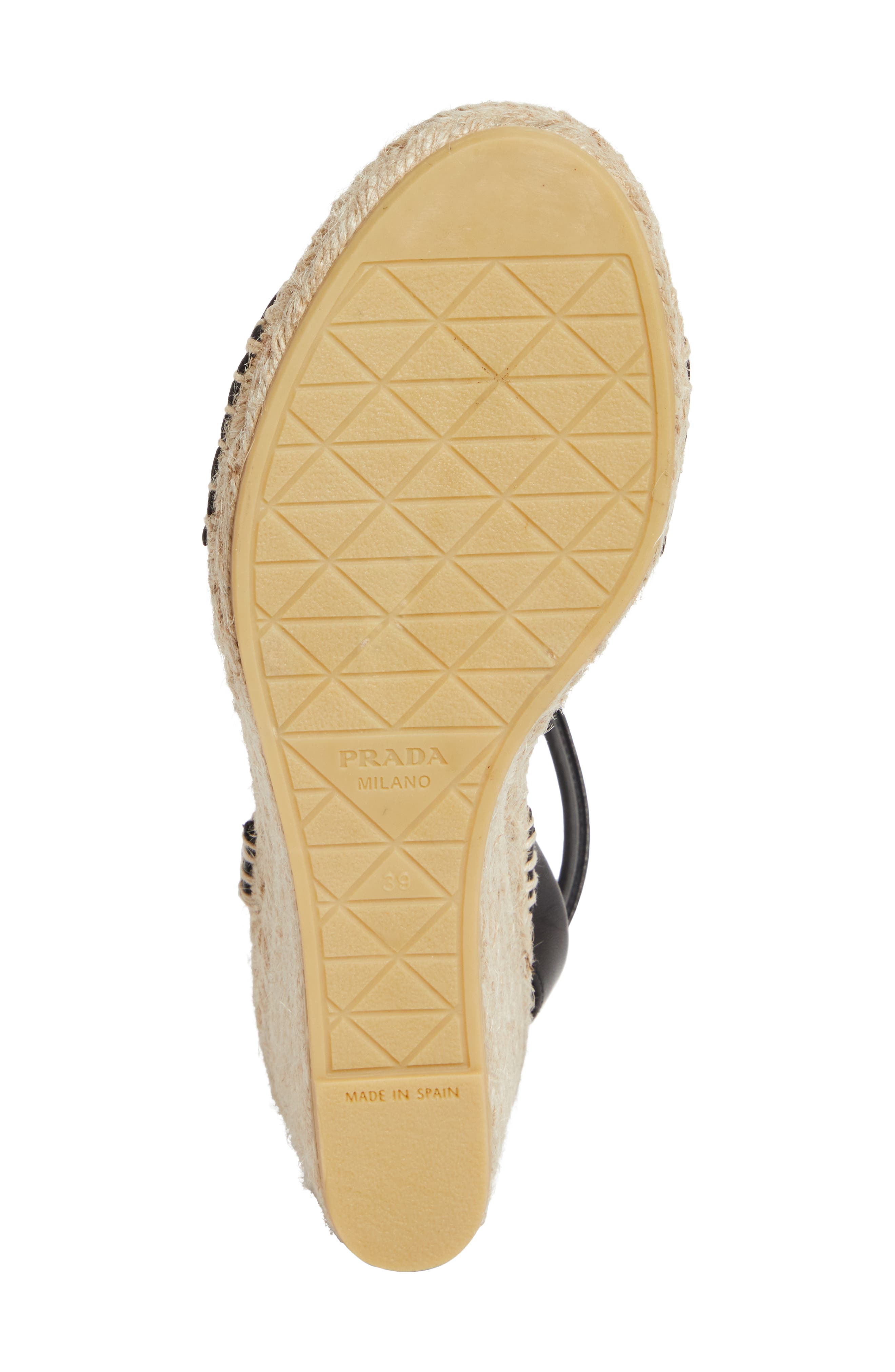 Prada Espadrille Wedge Sandal, Alternate, color, Nero