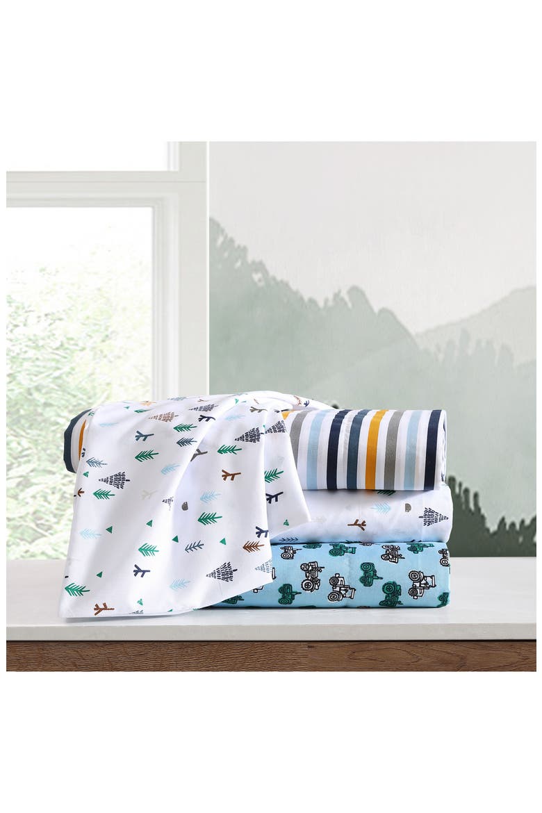 Little Rider Cotton Sheet Set, Alternate, color, BLUE/ GREEN