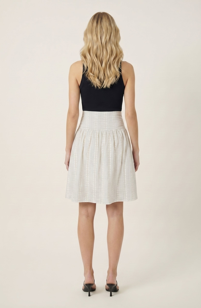 Modenaire Textured Smocked Waist Gathered A-Line Skirt, Alternate, color, Ivory