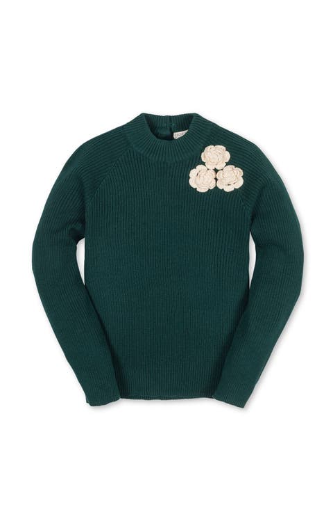 Kids' Organic Long Sleeve Mock Neck Sweater with Rosettes (Little Kid and Big Kid)