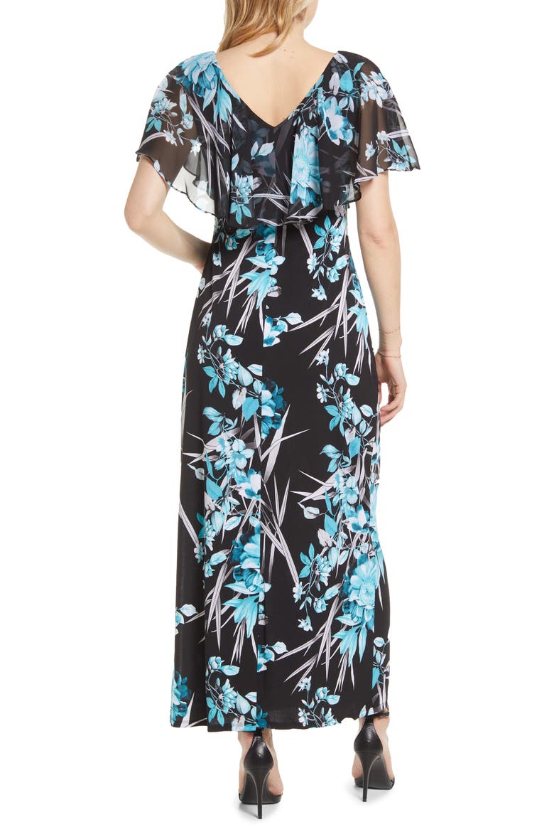 Floral Convertible Off the Shoulder Chiffon Maxi Dress, Alternate, color, SEAFOAM